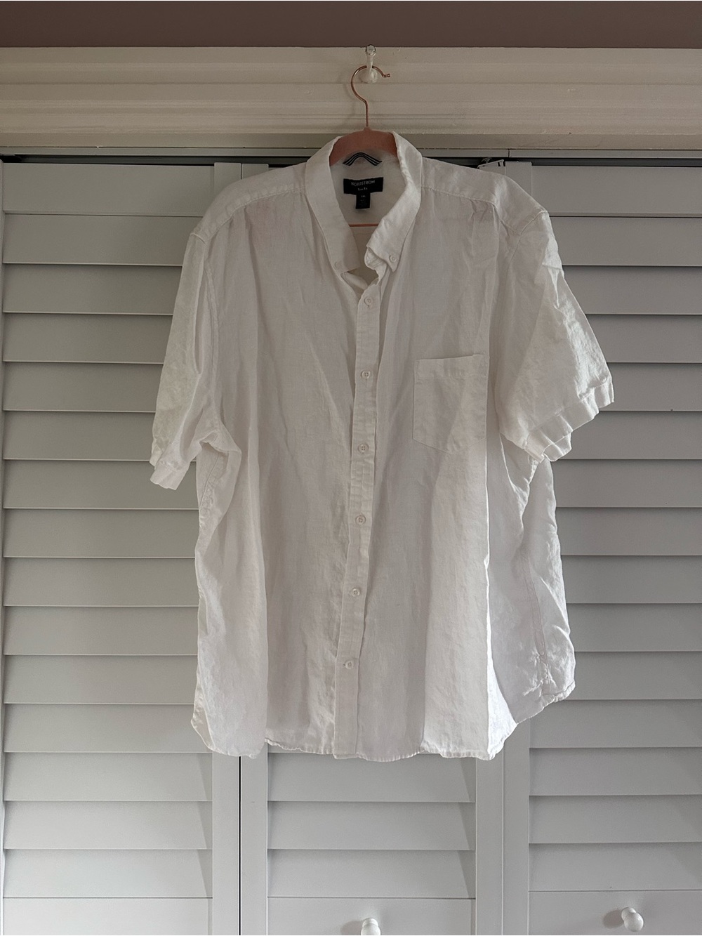 NWOT Nordstrom Linen White Short-Sleeve Button-Down Shirt